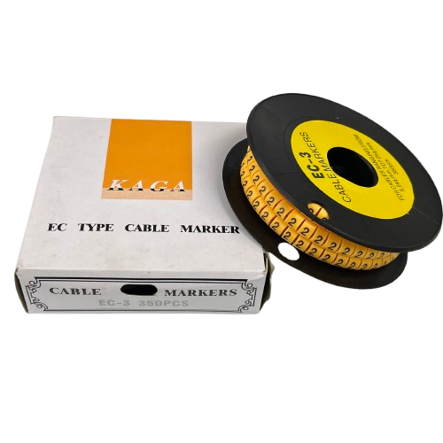 Cable "2" Marker 5.0mm to 7.2mm Yellow EC-3, 350PCS