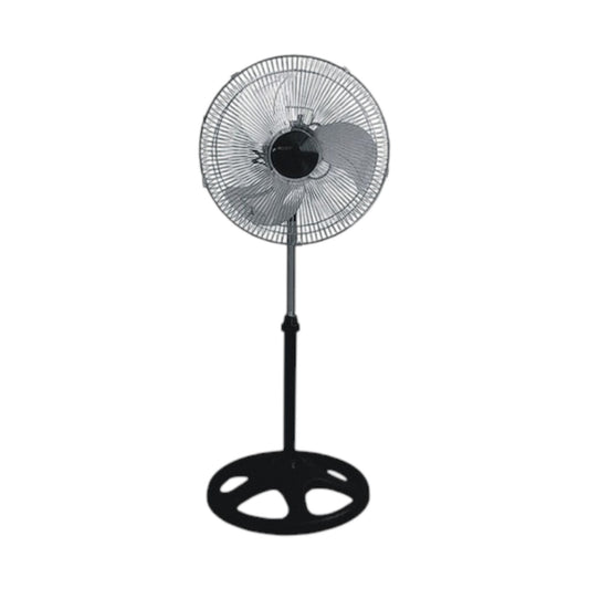 Tailee 16 inch industrial stand fan with metal blades adjustable height oscillating pedestal and round black base