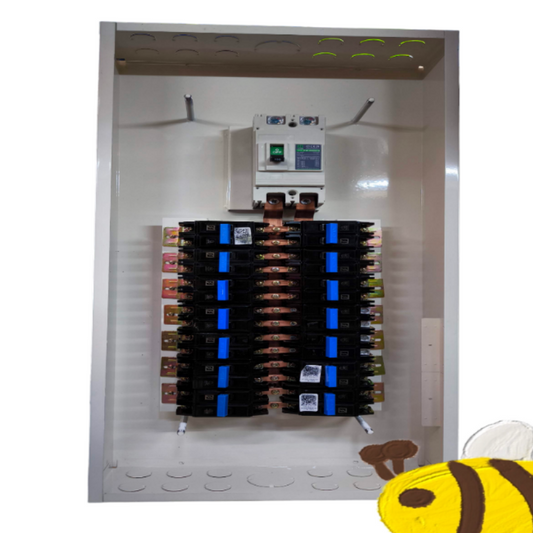 Koten 14 Branches Panel Board 150A 2P Main metal enclosure with circuit breakers and copper bus bars