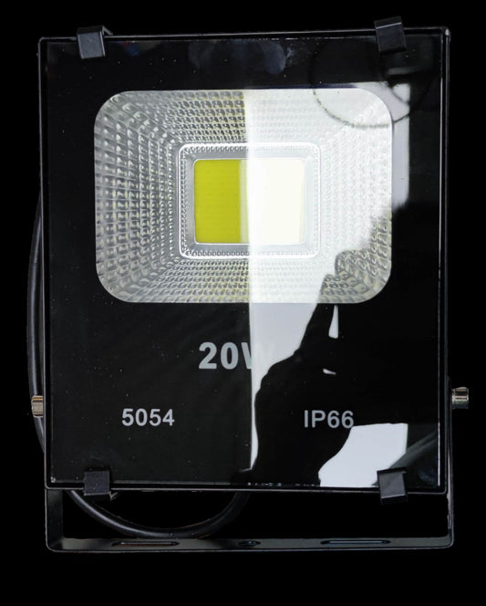 Denko 20W IP66 outdoor LED floodlight daylight in black with COB reflector for exterior wall and security lighting