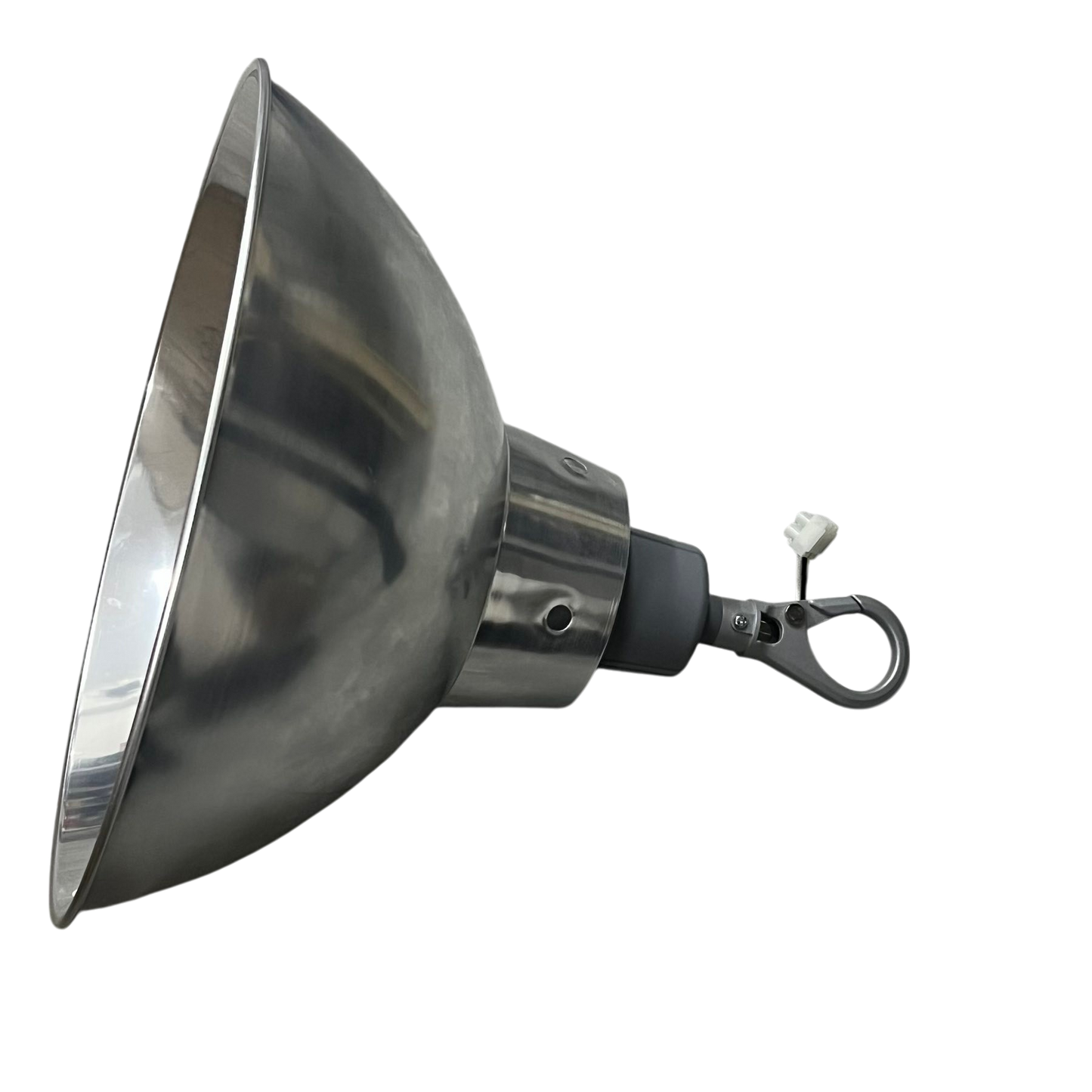 Biglite and Omni 14 Inch aluminum reflector With Omni E40 Socket. Polished aluminum pendant with clamp