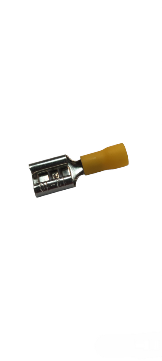 Local yellow insulated female spade crimp terminal for electrical circuitry and parts 5.5mm Wire 10mm with Insulation