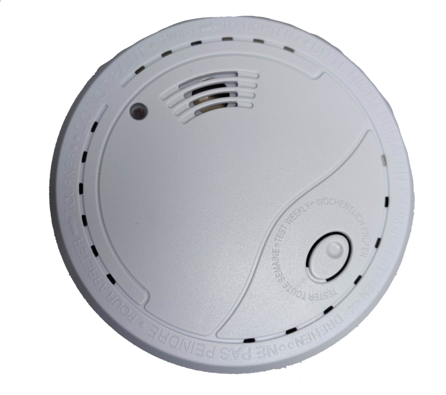 Home Safe Smoke Detector 9V white round fire alarm with test button and ventilation slots