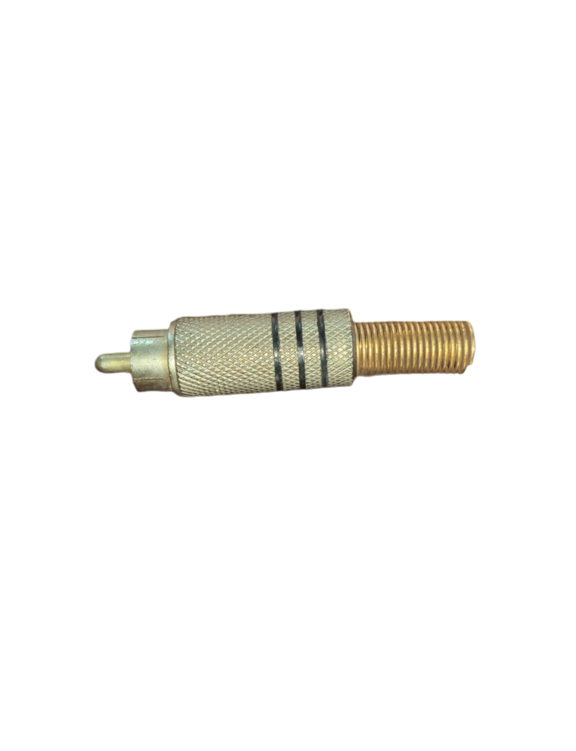 RCA plug connector 3 Lines in gold with a textured grip for enhanced audio connection
