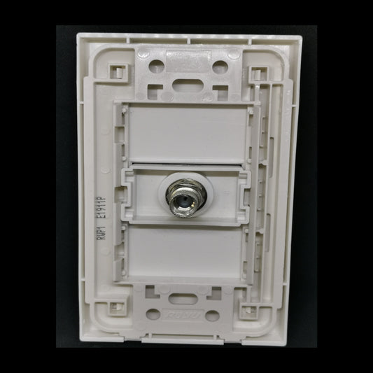 Royu white single gang wall plate with 1 Gang F Jack Thread Type Outlet coaxial connector for TV
