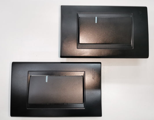 Royu Switch Flush 10A 250V Black power points with sleek black finish and rectangular design