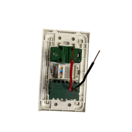 Royu internal view of white wall power module showing wiring and circuit board 3 Gang 2 Port USB 2100mAh 5VDC