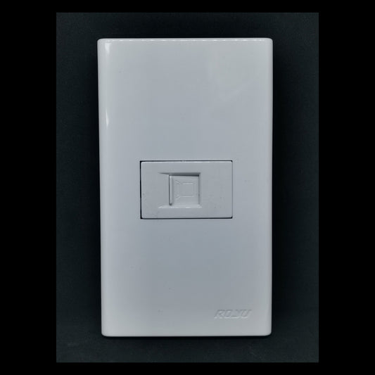 Royu white wall plate with single RJ45 keystone jack 1 Gang LAN Outlet Cat5e for home network