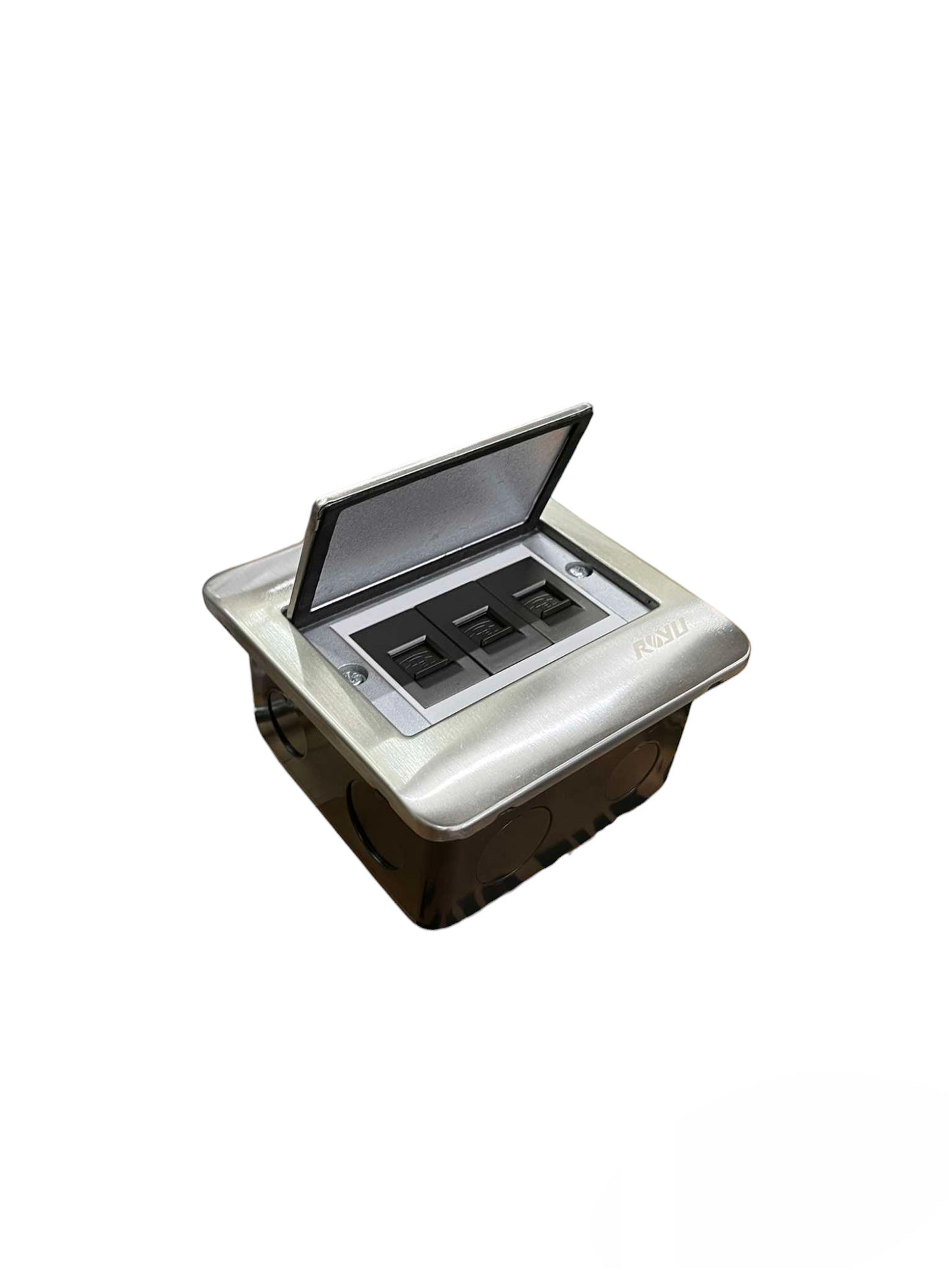 Royu Floor Outlet 3 Gang LAN Outlet Dark Gray with flip cover for floor installation