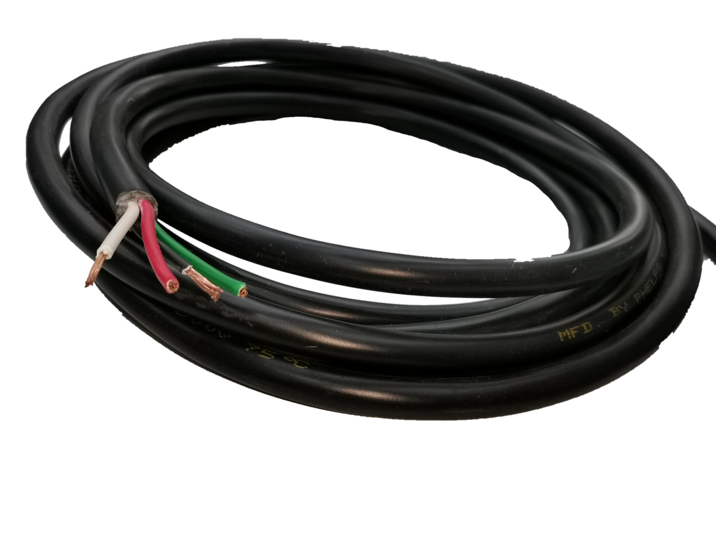 Phelps Dodge 4 core royal cord 5.5mm black electrical wire with exposed colored leads