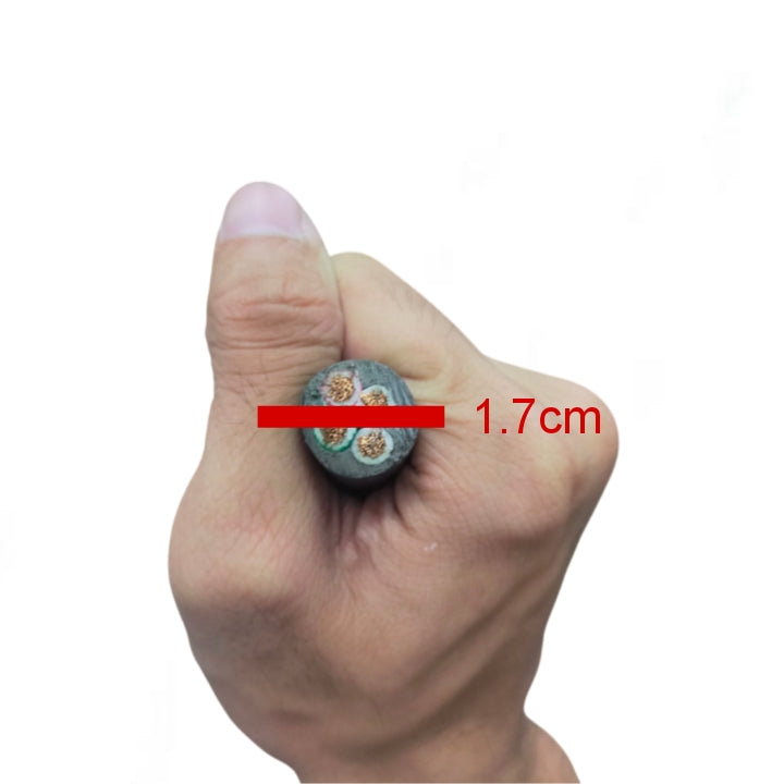 Phelps Dodge 4 core royal cord 5.5mm wire held in hand showing copper cores and insulation