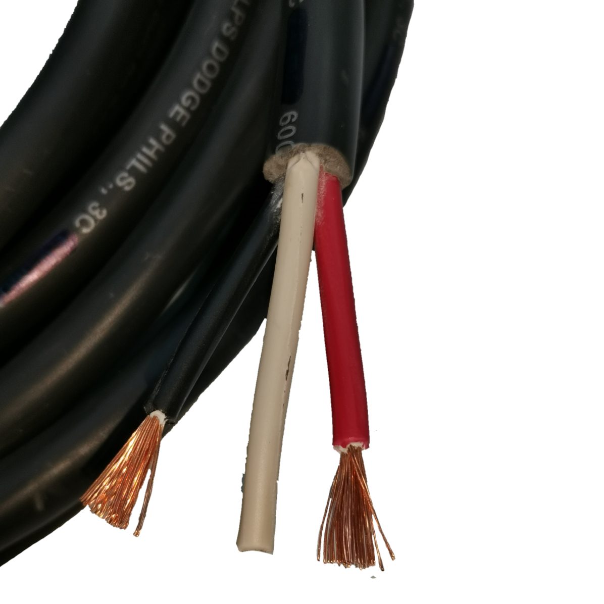 Phelps Dodge 1.25mm 3 core royal cord wires with black insulation and exposed copper strands
