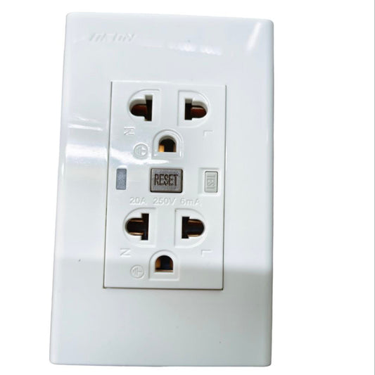 Royu GFCI Outlet 2 Gang with Ground 20A white electrical wall outlet with reset button
