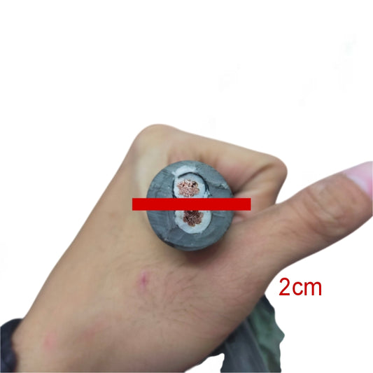 Phelps Dodge royal perma cord 8mm 2 core wire showing cross section with copper conductors inside