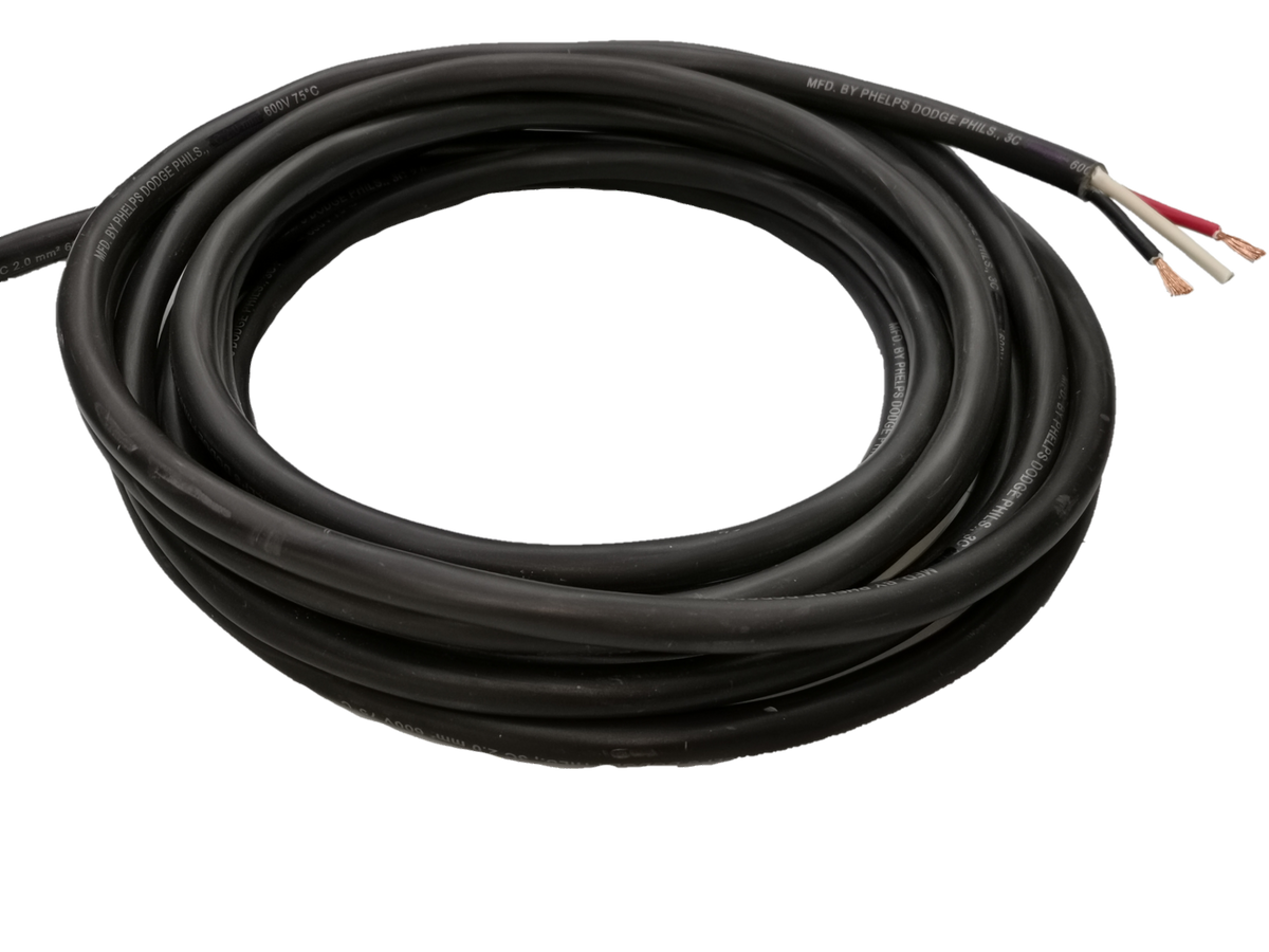Phelps Dodge 0.75mm 3 core royal cord black wire coil with exposed copper ends