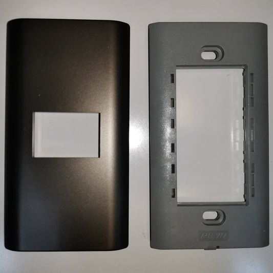 Royu 1 Gang Faceplate Dark Gray front decorative cover with matching gray plastic mounting frame
