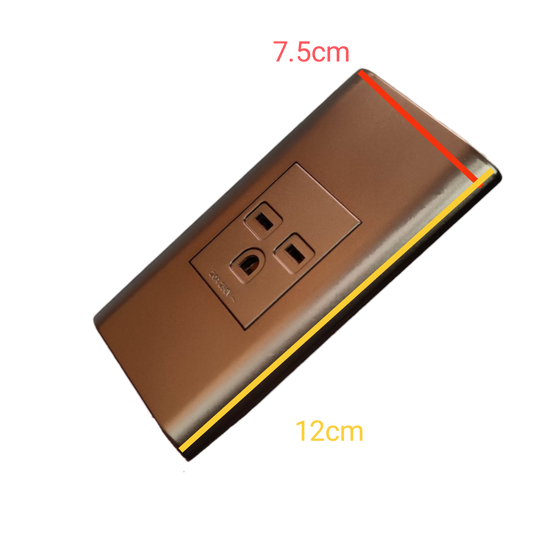 20A aircon outlet with plate by Electx Electrical Supply in brown with dimensions 7.5cm by 12cm