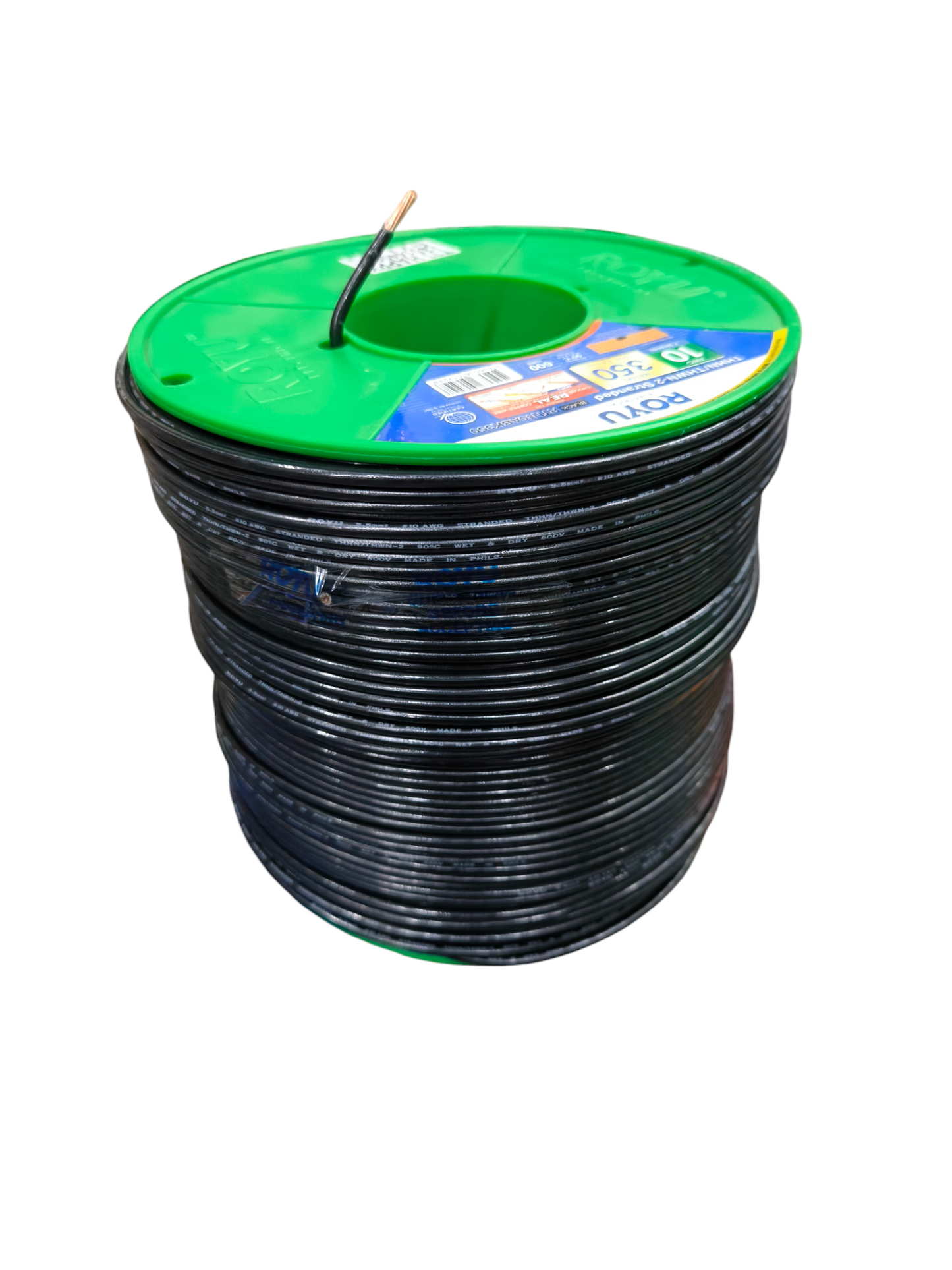 Royu 5.5mm Stranded Wire AWG 10/7 Pre Cut THHN/THWN (80 Meters) Black