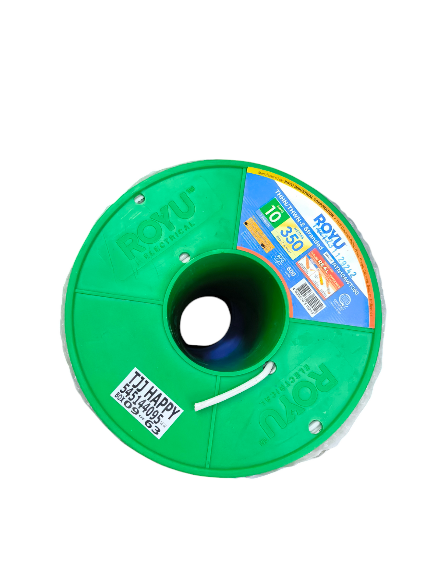 Electx Electrical Supply 10 AWG THHN wire Philippines on green spool for electrical wiring