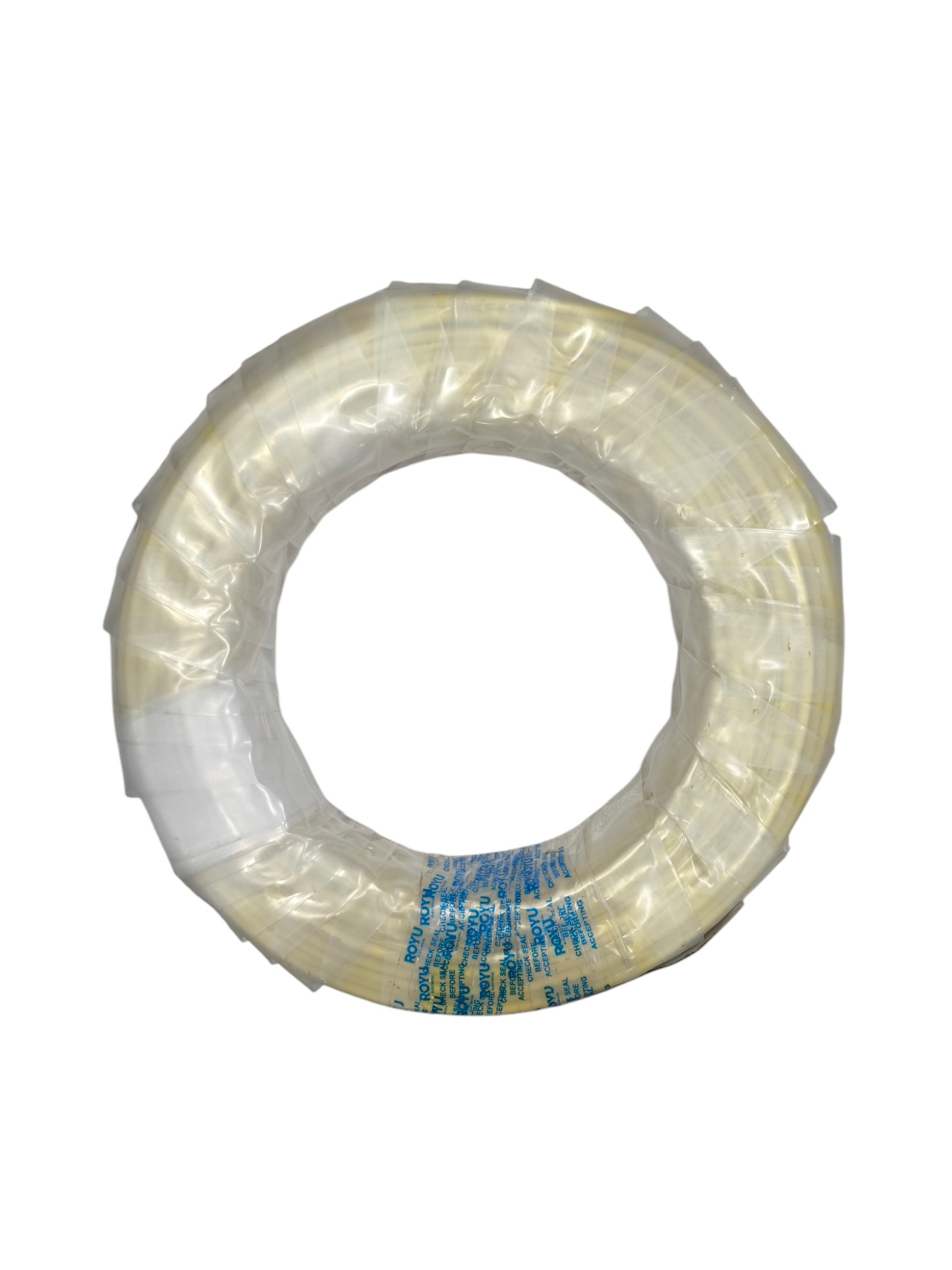 Coiled Royu 14mm THHN AWG 6 wire wrapped in clear plastic packaging