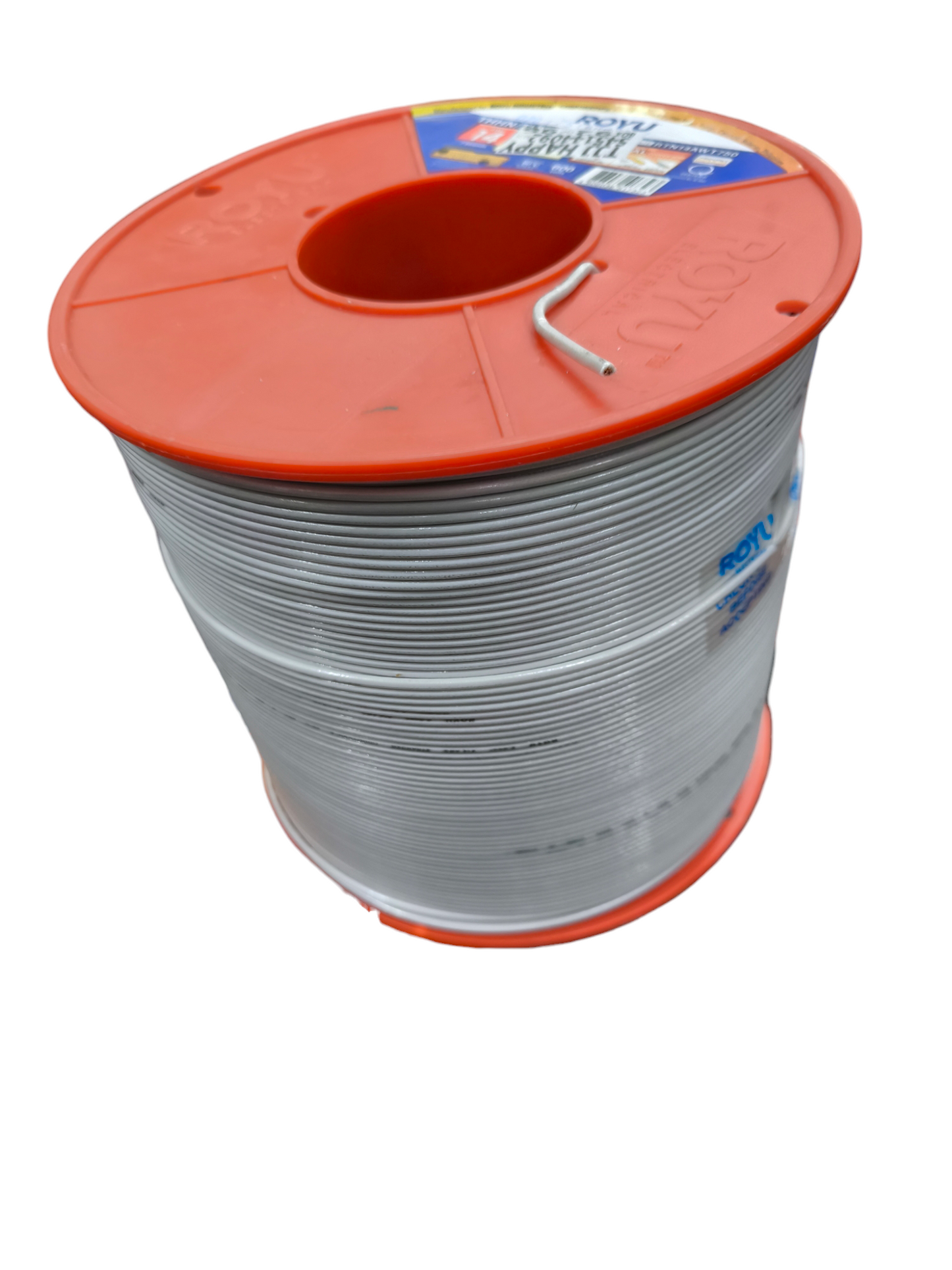 Royu 2.0mm stranded cable for sale on a large spool with orange ends