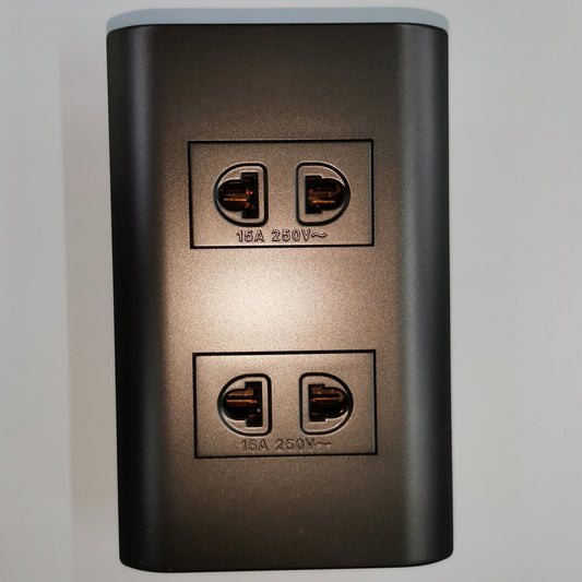 Royu dark gray plano series outlet with dual 15A 250V power points for electrical connections