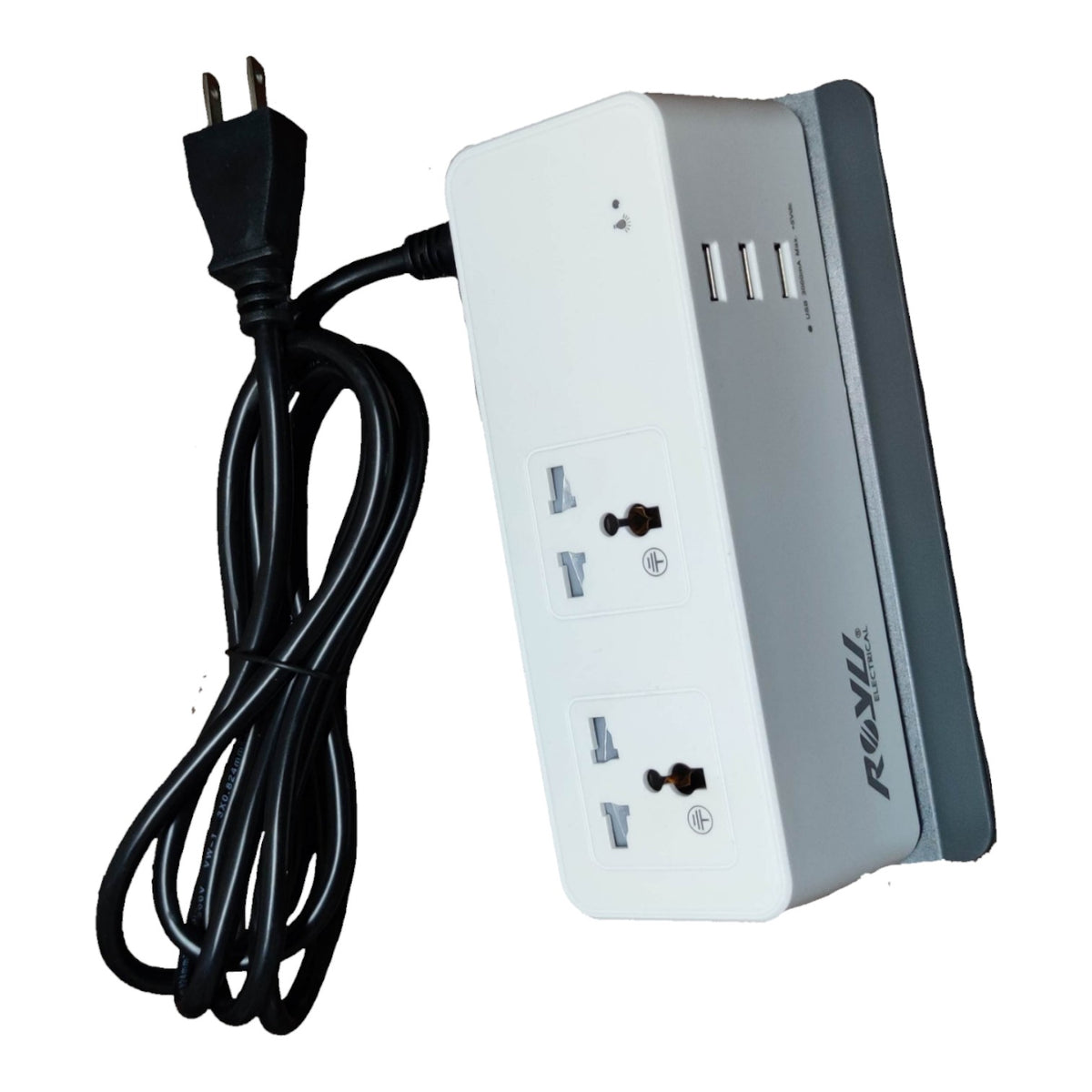 Royu Desk Extension Cord with 2 Gang Universal Outlet 10A 250V & 3 Gang USB Port 5V 2.4 A REDEC432/W