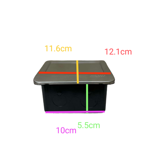 Royu Floor Outlet 1 Gang LAN Outlet with compact design and dimensions shown