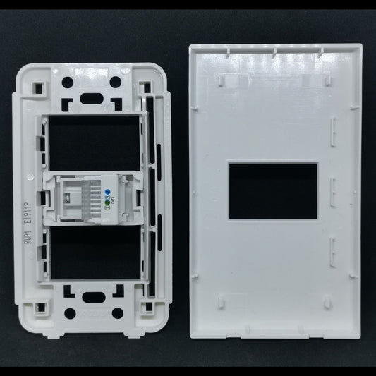 Royu 1 gang telephone outlet white plastic faceplate and mounting bracket with single rectangular opening