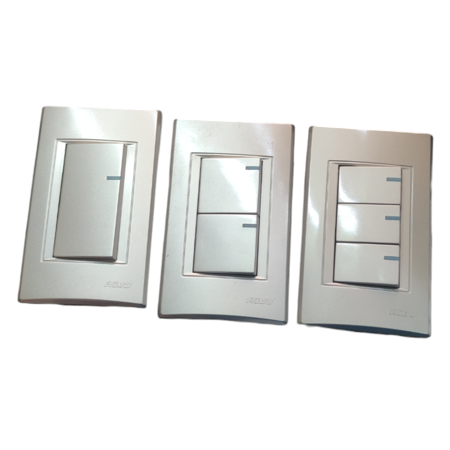Royu Switch Flush Type 1 Way 10A 250V white electrical switches for power points and plugs