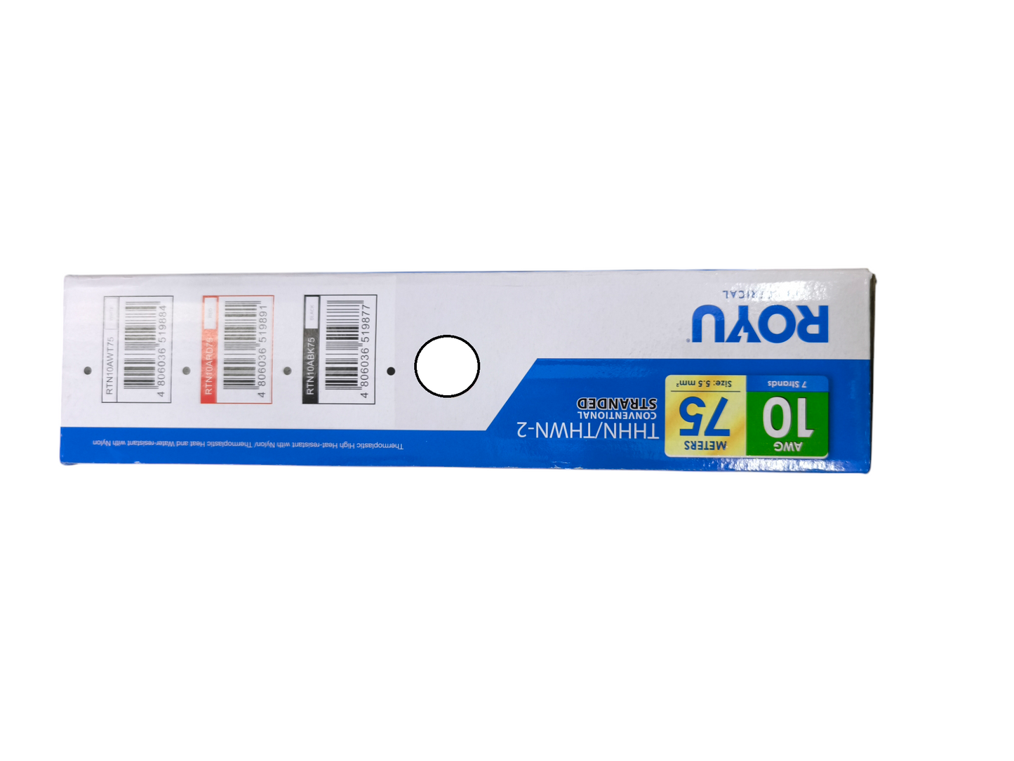 Royu THHN AWG 10 Stranded Wire Green in packaging box with clear labeling and specifications