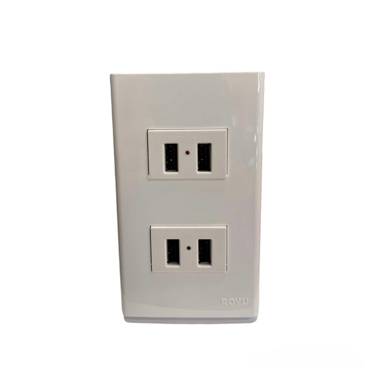 Royu USB Outlet with Plate Cover dual USB wall charger in white with indicator lights