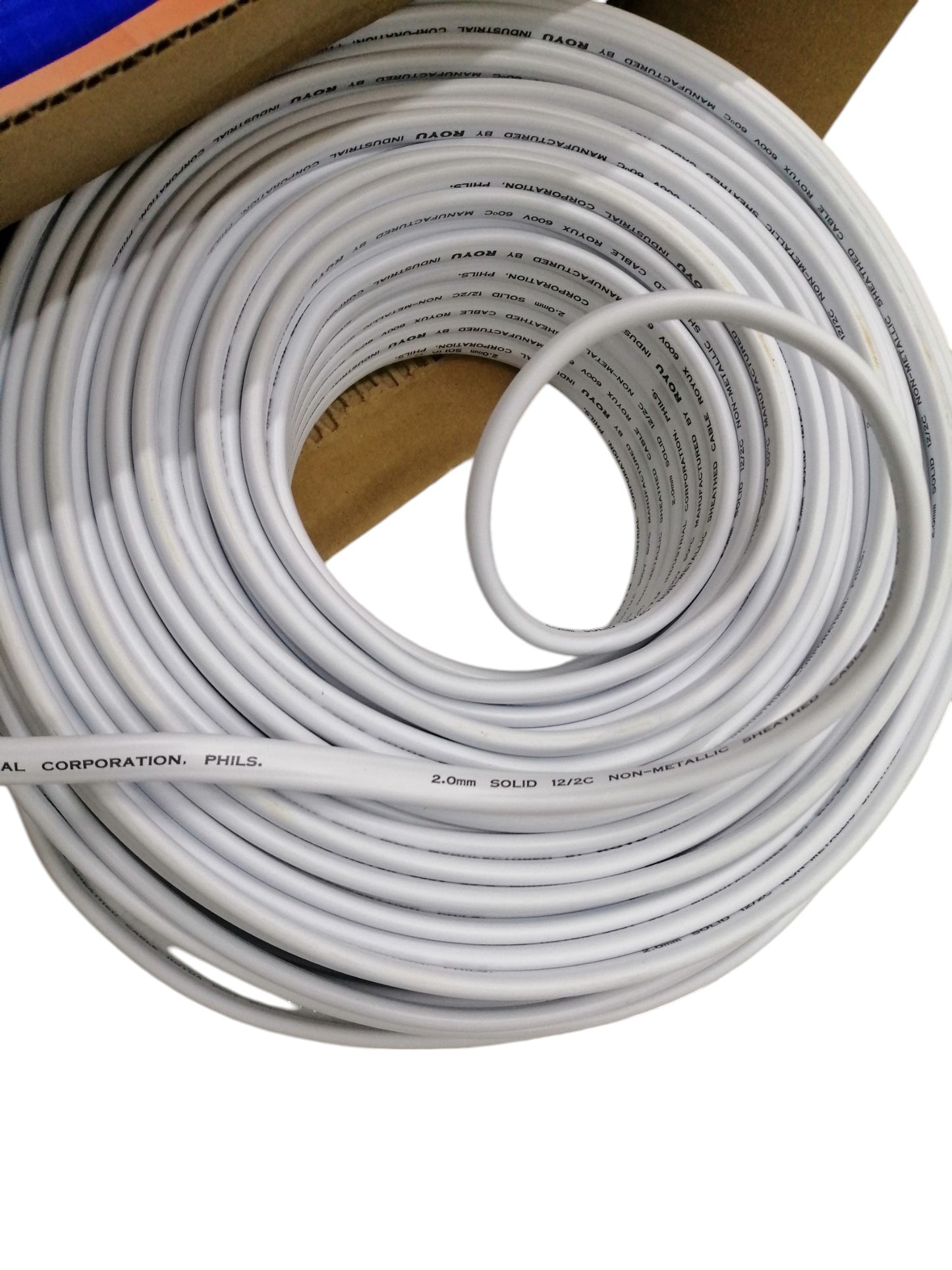 Royu 2.0mm 2C duplex solid wire coil for cable management in white color