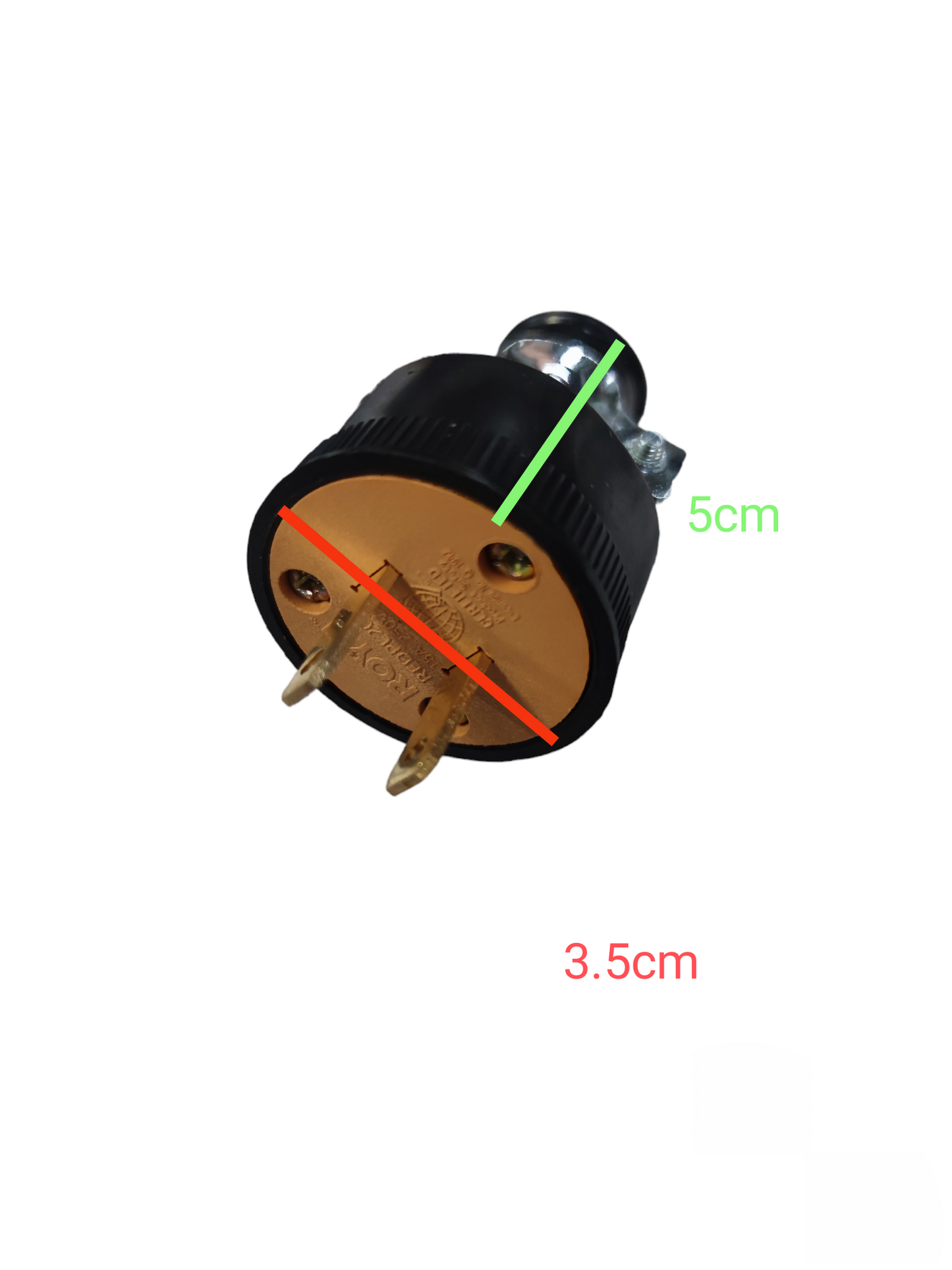 Royu Rubber Plug Flat Pin 15A 250V REDPL202 black and brown electrical plug with metal pins