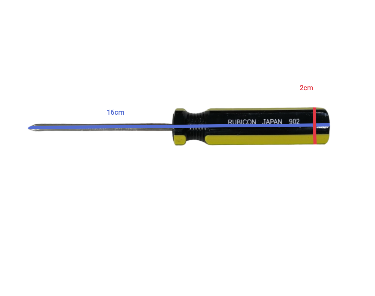 Rubicon industrial Philip screwdriver 5mm shaft with black and yellow handle measuring 18cm total length