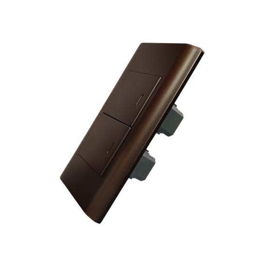 Royu MD513 Dark Wood 2 gang switch with a sleek design for modern interior lighting control