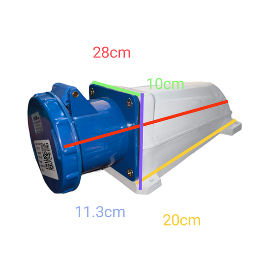 Sassin Industrial Outlet Wall Type 3SP1-133 blue and white power point with detailed dimensions