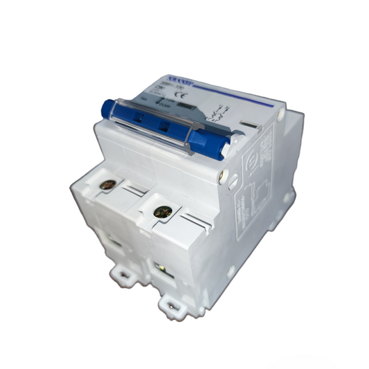 Sassin 80A 2 Pole Miniature Circuit Breaker with blue toggle switch for electrical protection