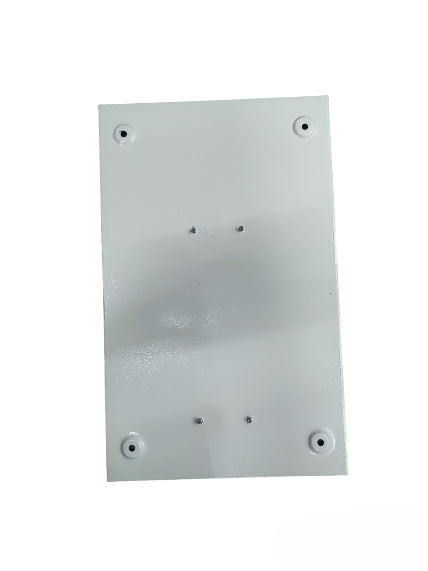 Schneider 100A panel board for home electrical circuitry with a plain white metal enclosure