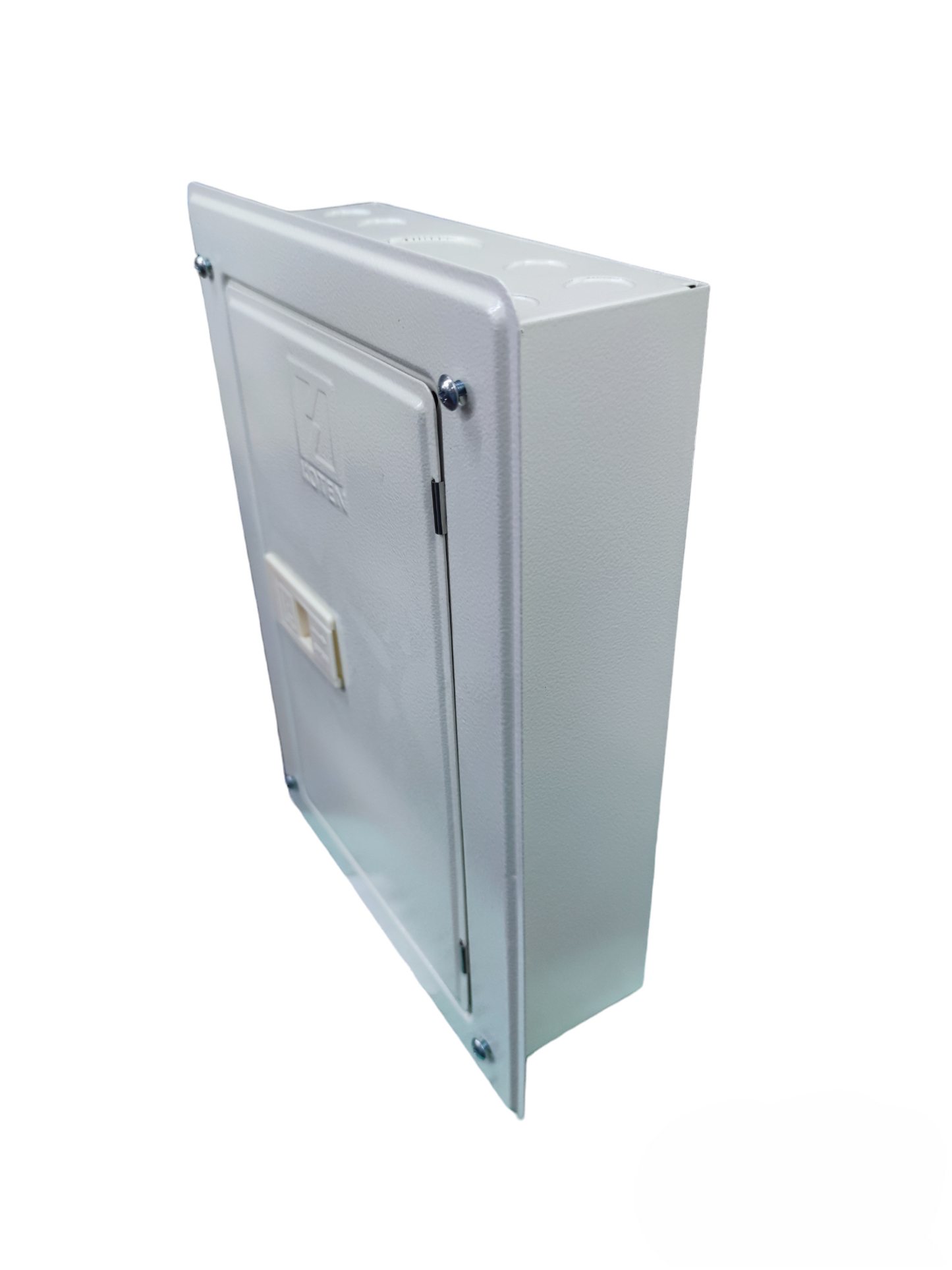 Schneider 100A panel board for home with white metal enclosure and secure door screws