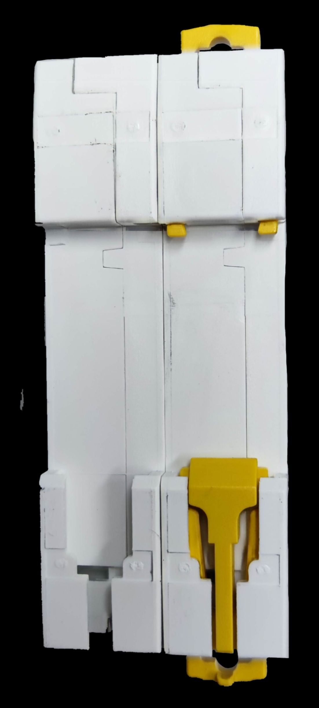 Schneider 10A Miniature Circuit Breaker 2 Pole with white casing and yellow toggle switch