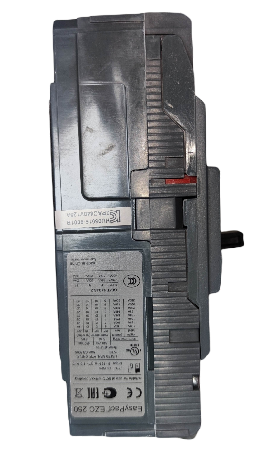 Schneider 125A 3 Pole Industrial Circuit Breaker with detailed label and sturdy design for electrical safety