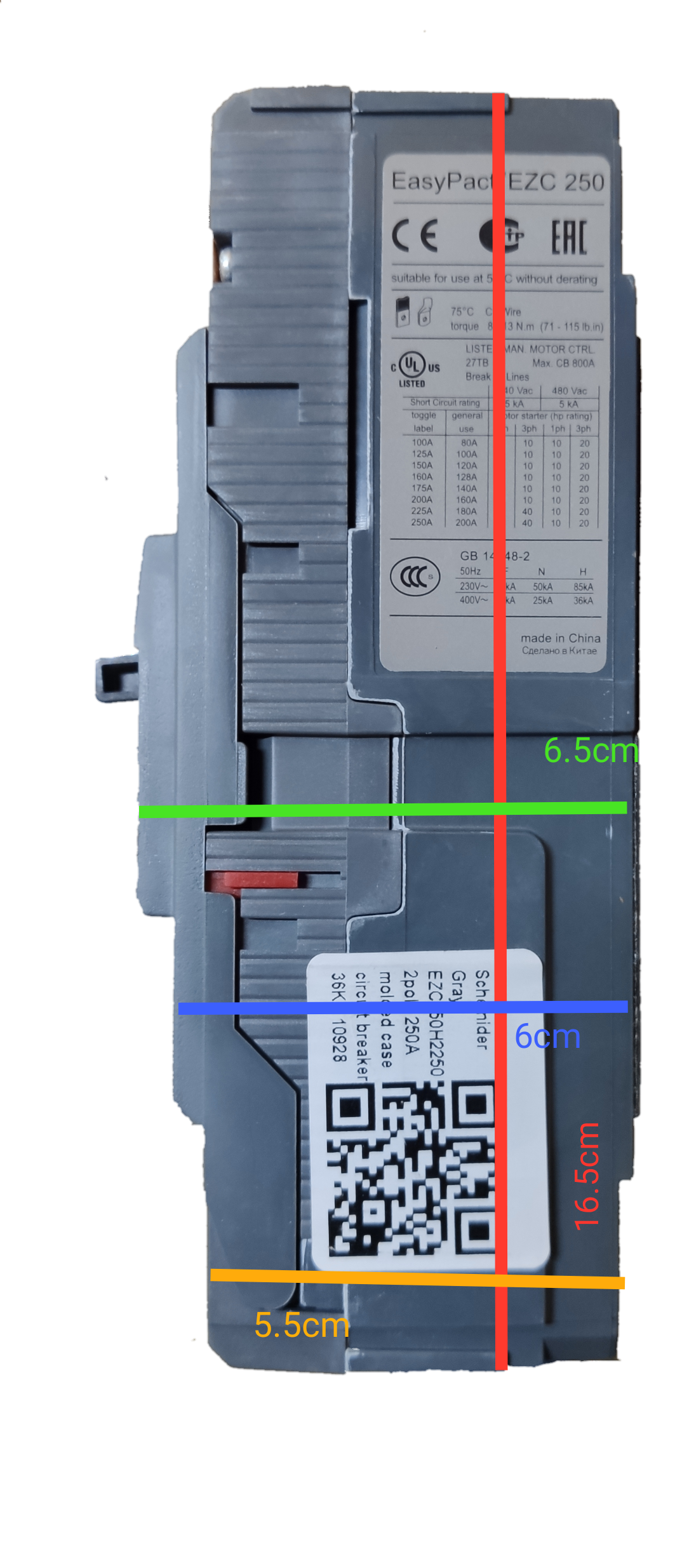 Schneider 250A 2 Pole Breaker Industrial Easy Pact electrical circuitry part in gray casing