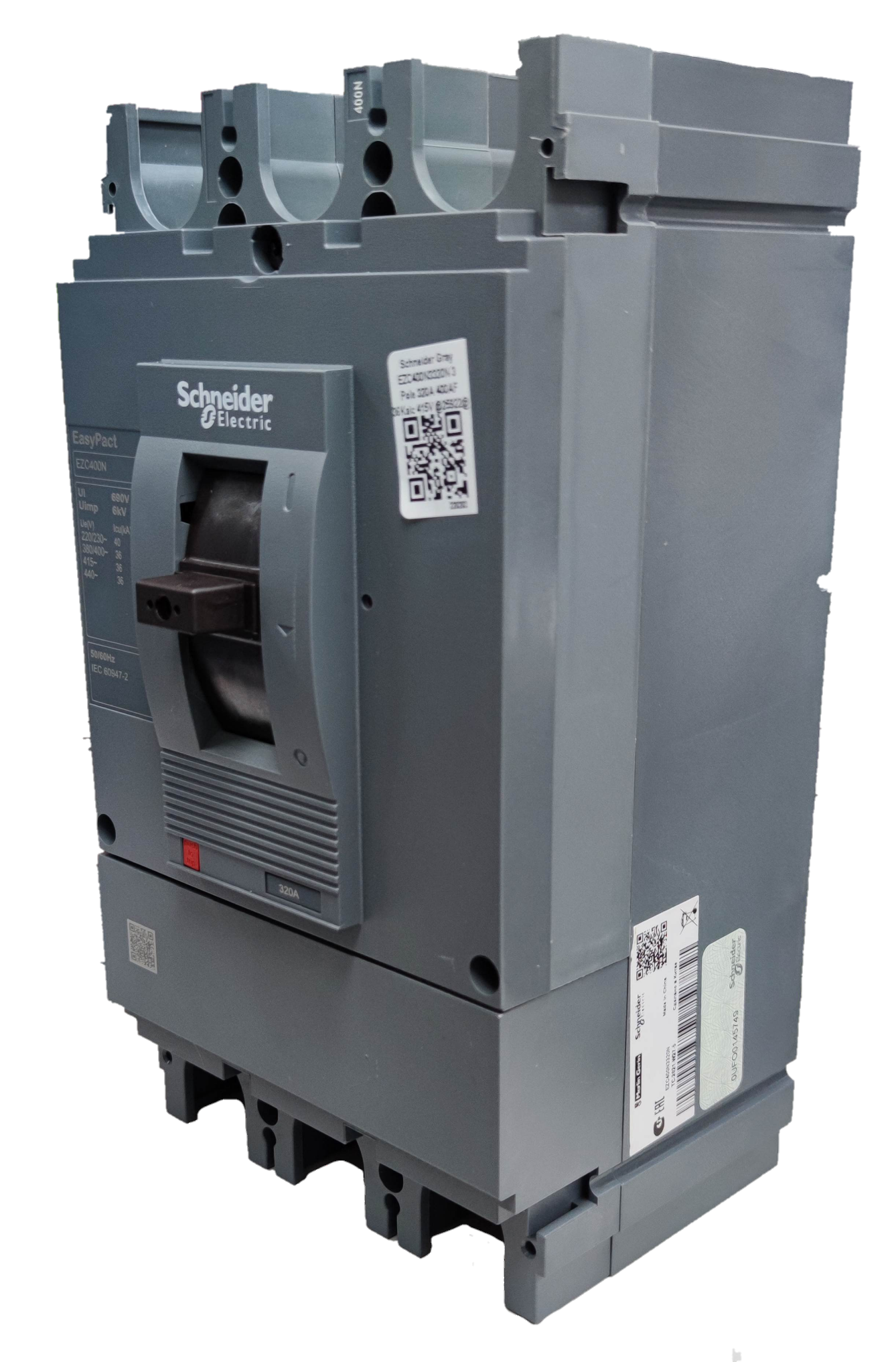 Schneider 350A 3 Pole Industrial Circuit Breaker in gray for electrical circuit protection