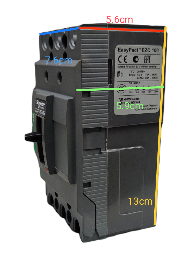 Schneider 40A 3 Pole Industrial Circuit Breaker 100AF EasyPact EZC 100 with detailed label
