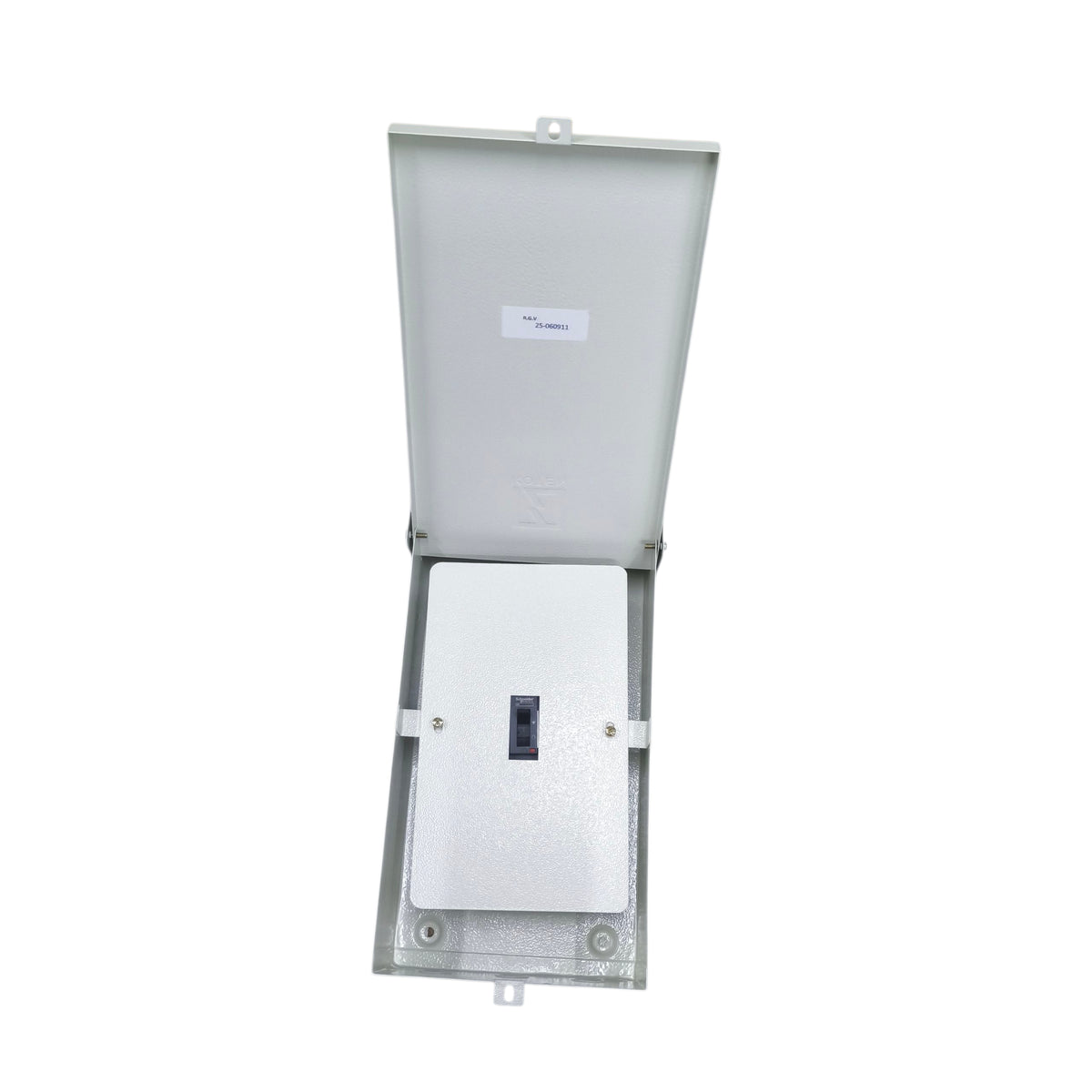 Schneider 40A 3 pole MCCB weatherproof circuit breaker in a protective enclosure for outdoor use