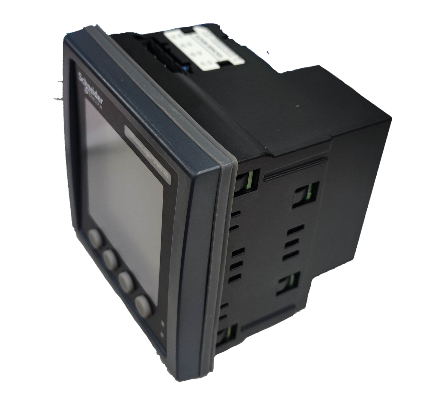 Schneider digital power meter with display screen and control buttons for electrical testing