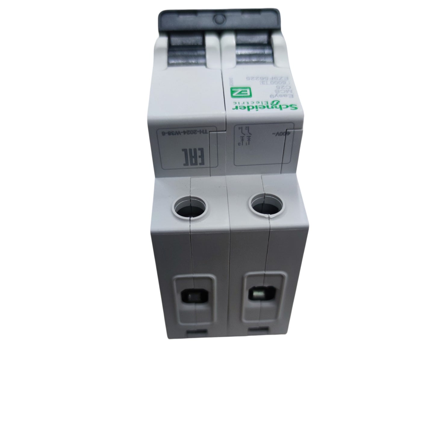 Schneider 25A 2 Pole 6KAIC 220V Miniature circuit breaker two pole dual terminal front view