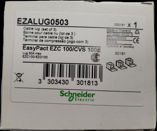 Schneider Mechanical Lugs for 50A EZC Breakers EasyPact EZC 100 cable lugs set of 3 in white box