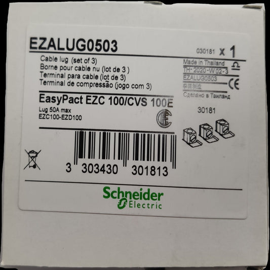 Schneider Mechanical Lugs for 50A EZC Breakers EasyPact EZC 100 cable lugs set of 3 in white box